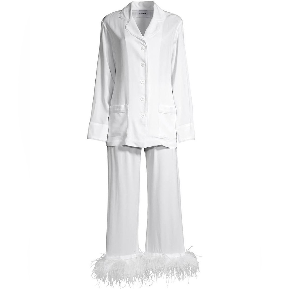 Sleeper Pajamas with Detachable Feathers in White